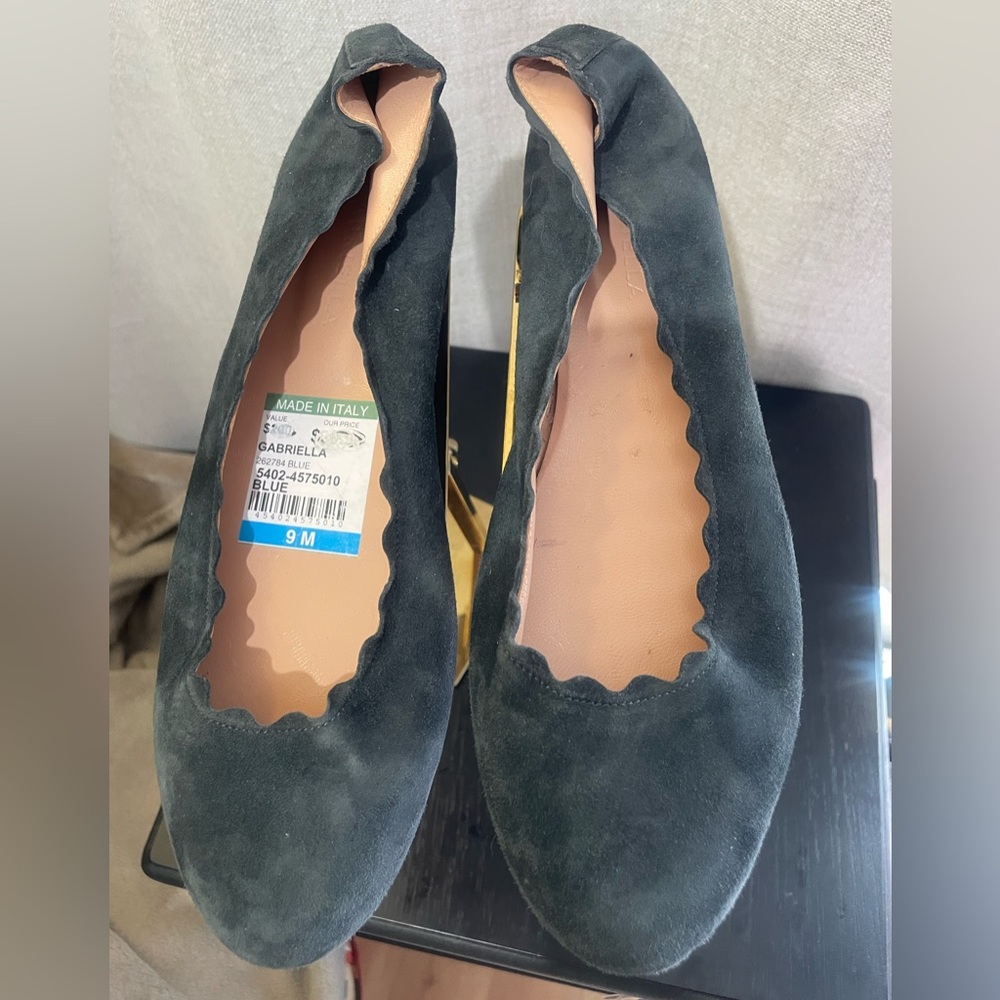 Gabriella Dark Green Suede Flats, leather lined